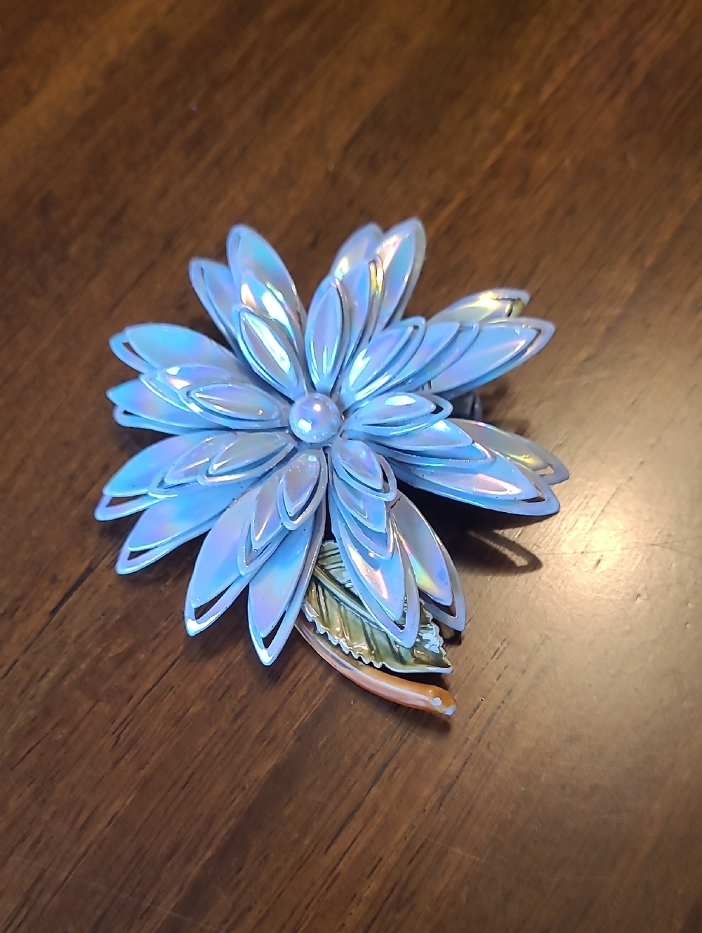 Vintage Nlue Enamel Flower Brooch